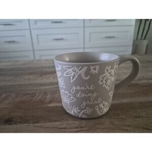 Treshold Mug Youre Doing Great Texture Embossed Floral Coffee Cup 12 oz